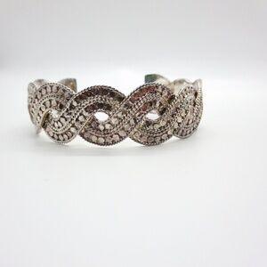 Anna Beck Sterling Silver Braided Cuff Dot Design Cuff Bracelet 925 27g 6.75In